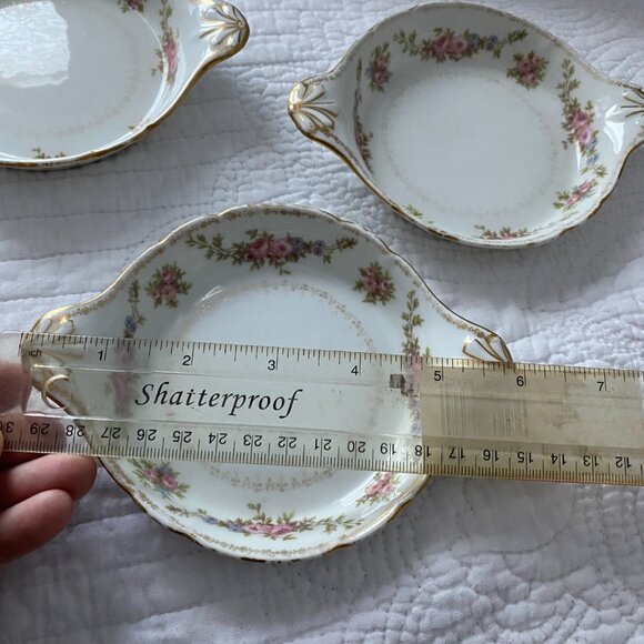 Antique GDA Limoges France Floral & Gold Condiment/Trinket Dish set of 3 - Picture 6 of 9